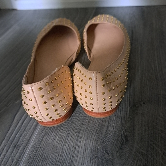 Cecelia NEW YORK leather studded flats shoes neutral beige almond toe - Picture 7 of 12
